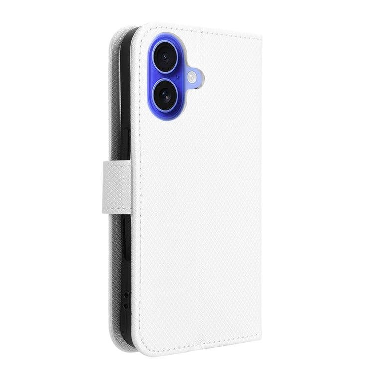 For iPhone 16 Diamond Texture Leather Phone Case(White) - iPhone 16 Cases by buy2fix | Online Shopping UK | buy2fix