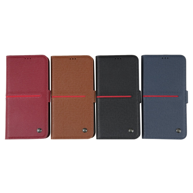 For iPhone 15 Pro GEBEI Top-grain Horizontal Flip Leather Phone Case(Wine Red) - iPhone 15 Pro Cases by GEBEI | Online Shopping UK | buy2fix