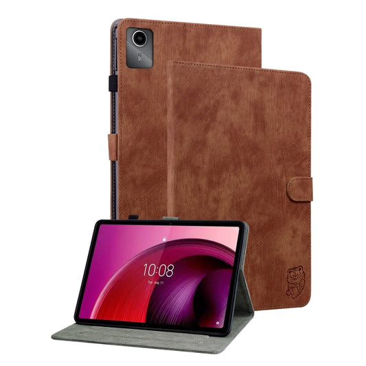 For Lenovo Tab M11/Xiaoxin Pad 11 2024 Tiger Pattern Flip Leather Tablet Case(Brown) - Lenovo by buy2fix | Online Shopping UK | buy2fix