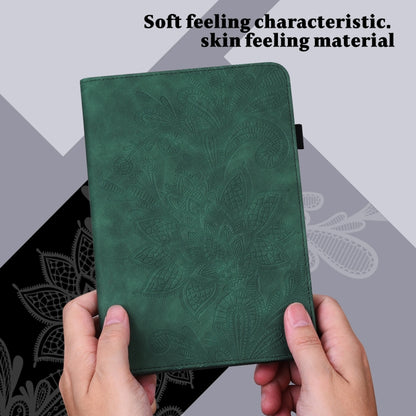 For Samsung Galaxy Tab S9 Lace Flower Embossing Pattern PU Tablet Case(Green) - Galaxy Tab S9 Cases by buy2fix | Online Shopping UK | buy2fix