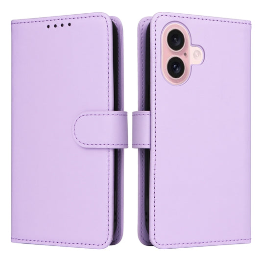 For iPhone 16 BETOPNICE BN-005 2 in 1 Detachable Imitate Genuine Leather Phone Case(Light Purple) - iPhone 16 Cases by BETOPNICE | Online Shopping UK | buy2fix