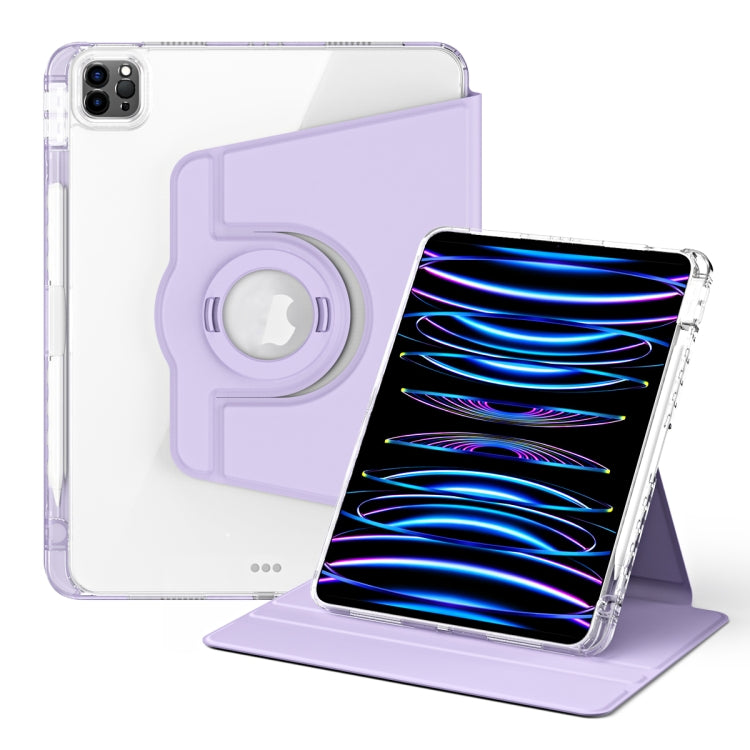 For iPad Air 13 2025 / 2024 360 Rotation Detachable Clear Acrylic Leather Tablet Case(Light Purple) - iPad Pro 12.9 (2022/2021) Cases by buy2fix | Online Shopping UK | buy2fix