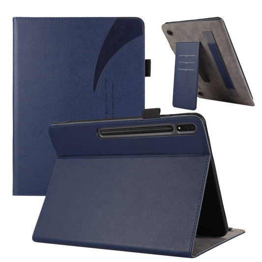 For Samsung Galaxy Tab S9 Ultra / S8 Ultra Litchi Texture Leather Sucker Tablet Case(Dark Blue) - Galaxy Tab S9 Ultra Cases by buy2fix | Online Shopping UK | buy2fix