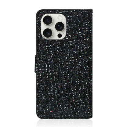 For iPhone 16 Pro Glitter Powder Filp Leather Phone Case(Black) - iPhone 16 Pro Cases by buy2fix | Online Shopping UK | buy2fix