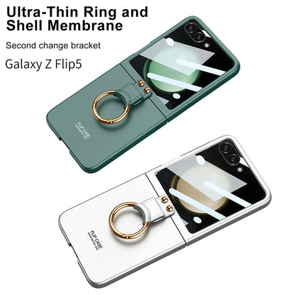 For Samsung Galaxy Z Flip5 GKK Integrated Ultra-thin PC Ring Holder Phone Case(Green) - Galaxy Z Flip5 Cases by GKK | Online Shopping UK | buy2fix