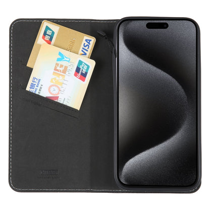 For iPhone 15 Pro Max GEBEI Top-grain Horizontal Flip Leather Phone Case(Black) - iPhone 15 Pro Max Cases by GEBEI | Online Shopping UK | buy2fix