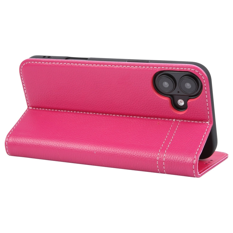 For iPhone 16 Plus GEBEI Top-grain Horizontal Flip Leather Phone Case(Rose Red) - iPhone 16 Plus Cases by GEBEI | Online Shopping UK | buy2fix