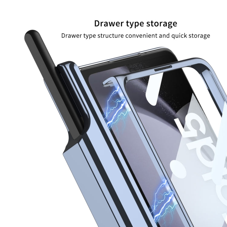 For Samsung Galaxy Z Fold5 5G GKK Integrated Push Lens Window Fold Hinge Phone Case with Pen Slots(Silver) - Galaxy Z Fold5 Cases by GKK | Online Shopping UK | buy2fix