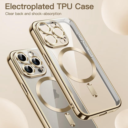 For iPhone 14 Pro Max Magsafe Magnetic Transparent Electroplated TPU Phone Case(Gold) - iPhone 14 Pro Max Cases by buy2fix | Online Shopping UK | buy2fix