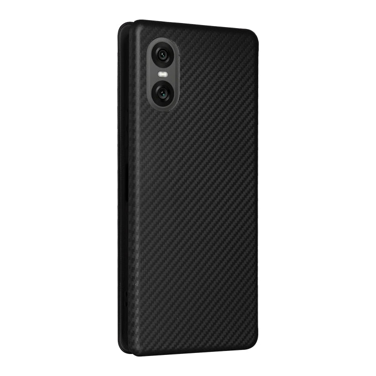 For Sony Xperia 10 VI 2024 Carbon Fiber Texture Flip Leather Phone Case(Black) - Sony Cases by buy2fix | Online Shopping UK | buy2fix