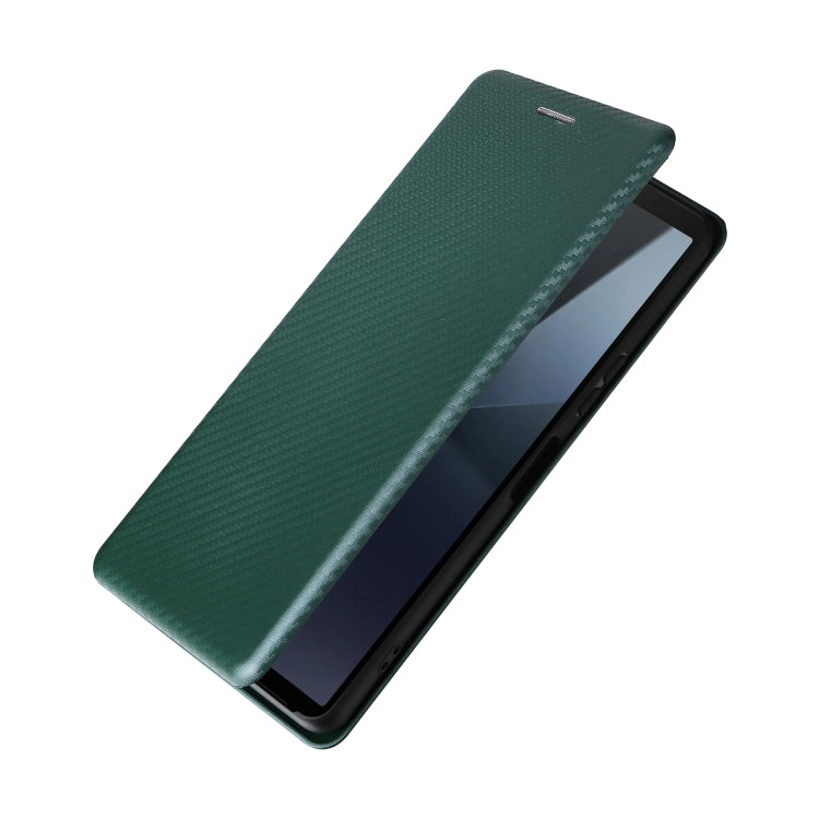 For Sony Xperia 10 VI 2024 Carbon Fiber Texture Flip Leather Phone Case(Green) - Sony Cases by buy2fix | Online Shopping UK | buy2fix