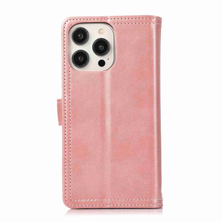 For iPhone 16 Pro Wristband Card Slot Leather Phone Case(Rose Gold) - iPhone 16 Pro Cases by buy2fix | Online Shopping UK | buy2fix