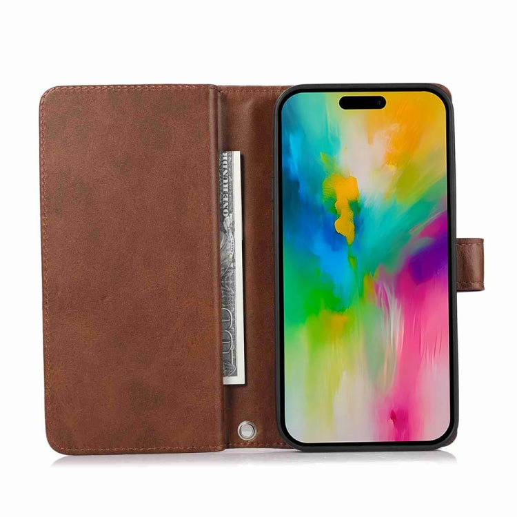 For iPhone 16 Pro Wristband Card Slot Leather Phone Case(Coffee) - iPhone 16 Pro Cases by buy2fix | Online Shopping UK | buy2fix