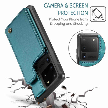 For Samsung Galaxy S20 Ultra CaseMe C22 Card Slots Holder RFID Anti-theft Phone Case(Blue Green) - Galaxy Phone Cases by CaseMe | Online Shopping UK | buy2fix