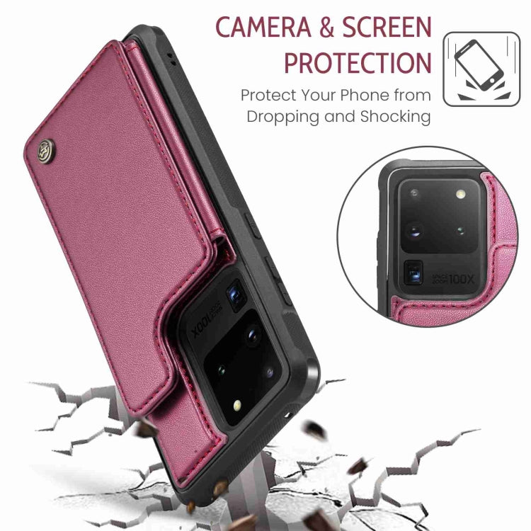 For Samsung Galaxy S20 Ultra CaseMe C22 Card Slots Holder RFID Anti-theft Phone Case(Wine Red) - Galaxy Phone Cases by CaseMe | Online Shopping UK | buy2fix