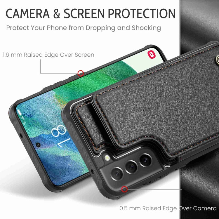 For Samsung Galaxy S21 FE 5G CaseMe C22 Card Slots Holder RFID Anti-theft Phone Case(Black) - Galaxy Phone Cases by CaseMe | Online Shopping UK | buy2fix