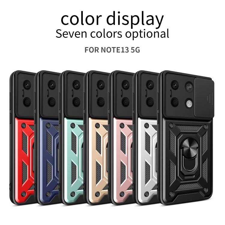 For Xiaomi Redmi Note 13 5G Sliding Camera Cover Design TPU Hybrid PC Phone Case(Rose Gold) - Note 13 Cases by buy2fix | Online Shopping UK | buy2fix