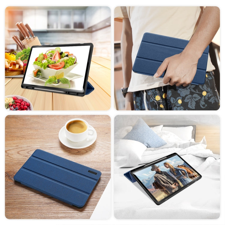 For Samsung Galaxy Tab S9 FE+ DUX DUCIS Domo Series Magnetic Flip Leather Tablet Case(Blue) - Galaxy Tab S9 FE+ by DUX DUCIS | Online Shopping UK | buy2fix