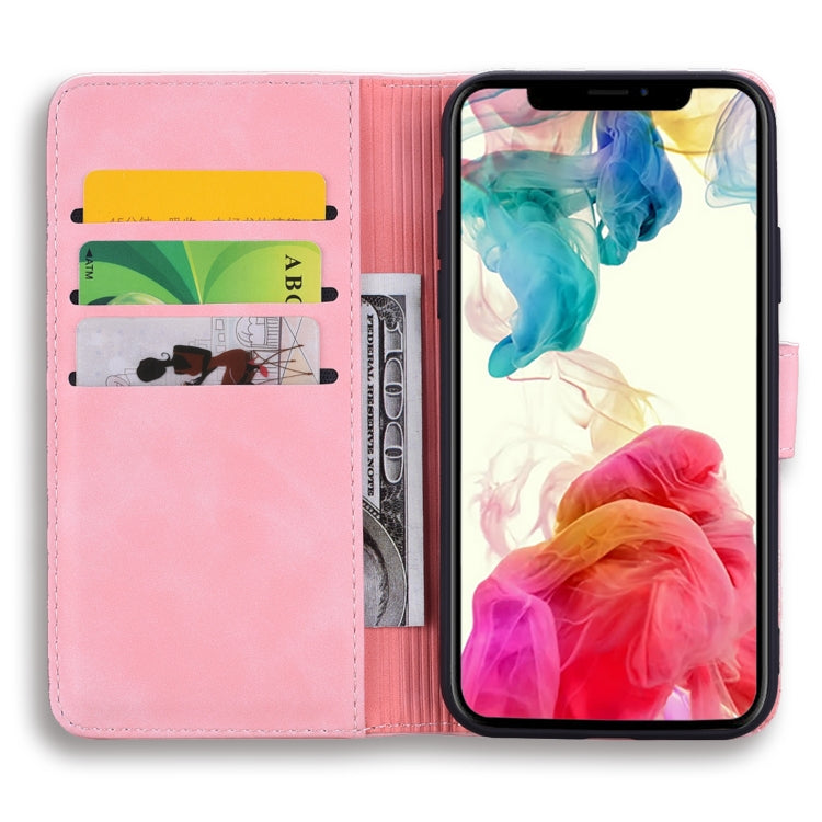 For iPhone 16 Plus Mandala Embossed Dual-Fold Calf Leather Phone Case(Pink) - iPhone 16 Plus Cases by buy2fix | Online Shopping UK | buy2fix