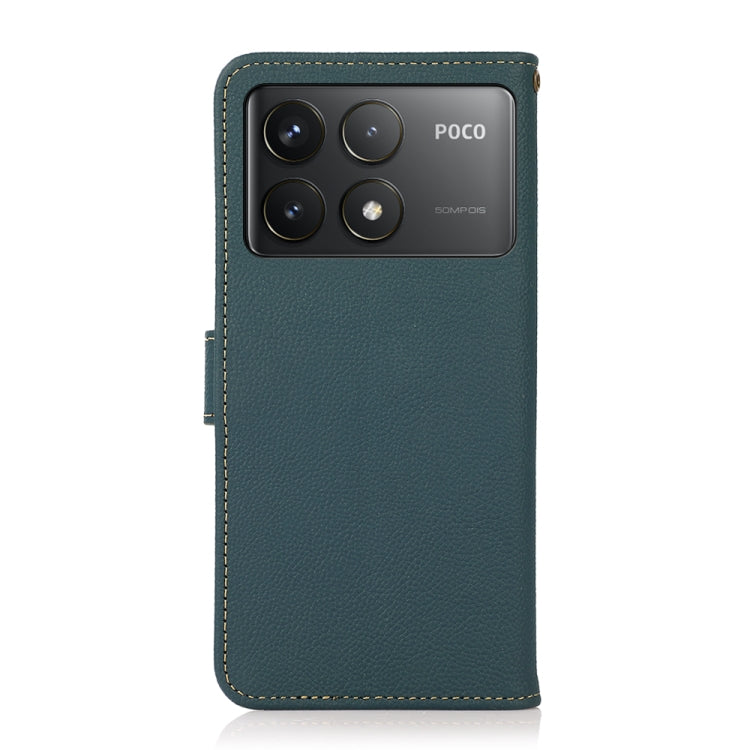 For Xiaomi Redmi K70 Pro KHAZNEH Custer Texture RFID Genuine Leather Phone Case(Green) - K70 Pro Cases by buy2fix | Online Shopping UK | buy2fix