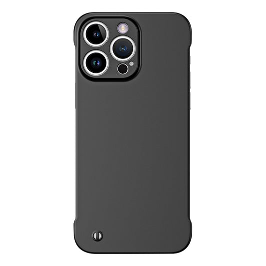 For iPhone 12 Pro Frameless Metallic Paint Hybrid PC Phone Case(Matte Black) - iPhone 12 / 12 Pro Cases by buy2fix | Online Shopping UK | buy2fix