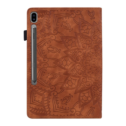 For Samsung Galaxy Tab S9 Ultra Calf Texture Embossed Leather Tablet Case(Brown) - Galaxy Tab S9 Ultra Cases by buy2fix | Online Shopping UK | buy2fix