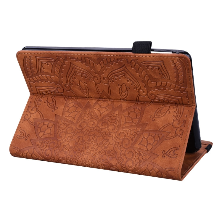 For Samsung Galaxy Tab S9 Ultra Calf Texture Embossed Leather Tablet Case(Brown) - Galaxy Tab S9 Ultra Cases by buy2fix | Online Shopping UK | buy2fix