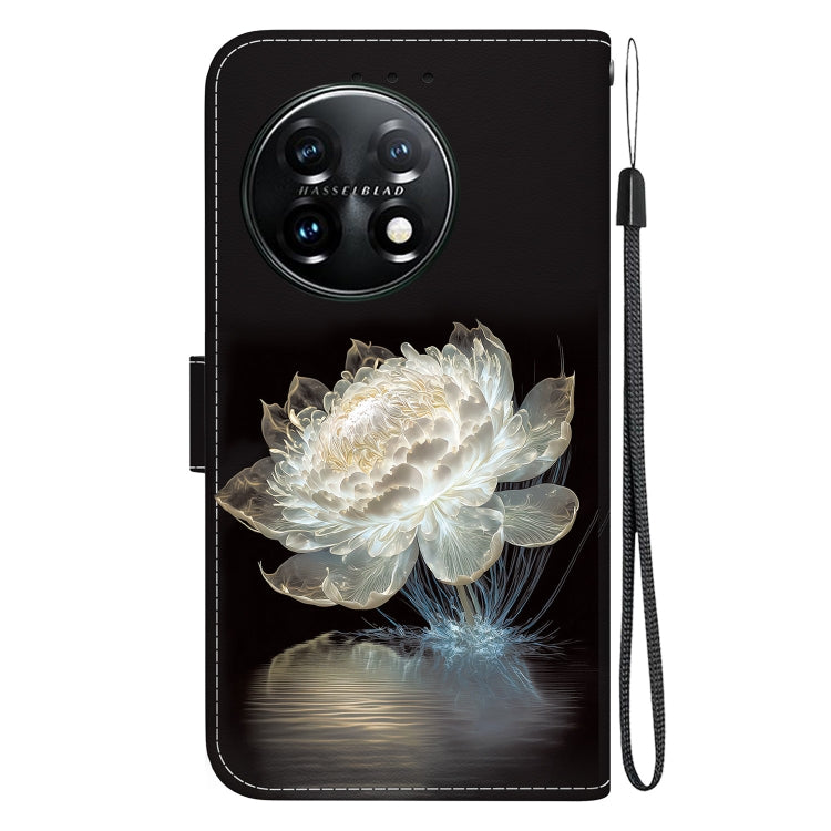 For OnePlus 11 Crystal Texture Colored Drawing Leather Phone Case(Crystal Peony) - OnePlus Cases by buy2fix | Online Shopping UK | buy2fix