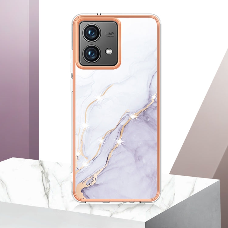 For Motorola Moto G84 Electroplating Marble Dual-side IMD Phone Case(White 006) - Motorola Cases by buy2fix | Online Shopping UK | buy2fix