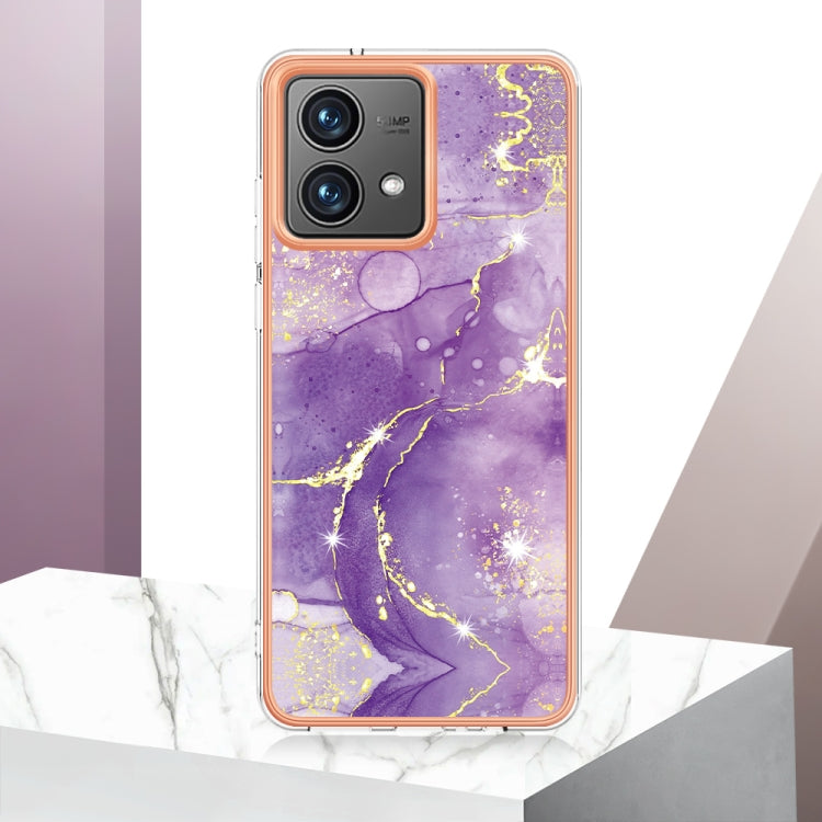 For Motorola Moto G84 Electroplating Marble Dual-side IMD Phone Case(Purple 002) - Motorola Cases by buy2fix | Online Shopping UK | buy2fix