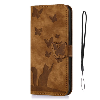 For Samsung Galaxy S21+ 5G Butterfly Cat Embossing Flip Leather Phone Case(Brown) - Galaxy S21+ 5G Cases by buy2fix | Online Shopping UK | buy2fix