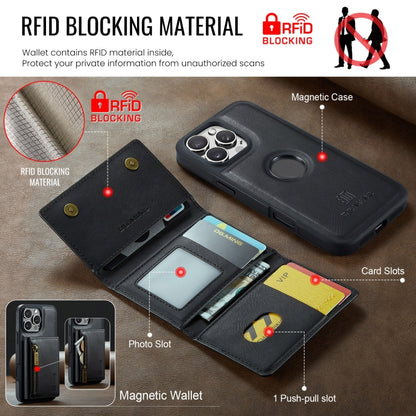 For iPhone 16 Pro DG.MING M5 Series Zip RFID Multi Card Detachable Leather Phone Case(Black) - iPhone 16 Pro Cases by DG.MING | Online Shopping UK | buy2fix