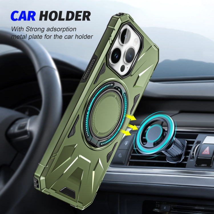 For iPhone 14/13 MagSafe Magnetic Shockproof Phone Case with Ring Holder(Dark Green) - iPhone 14 Cases by buy2fix | Online Shopping UK | buy2fix