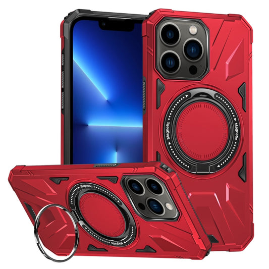 For iPhone 13 Pro MagSafe Magnetic Shockproof Phone Case with Ring Holder(Red) - iPhone 13 Pro Cases by buy2fix | Online Shopping UK | buy2fix