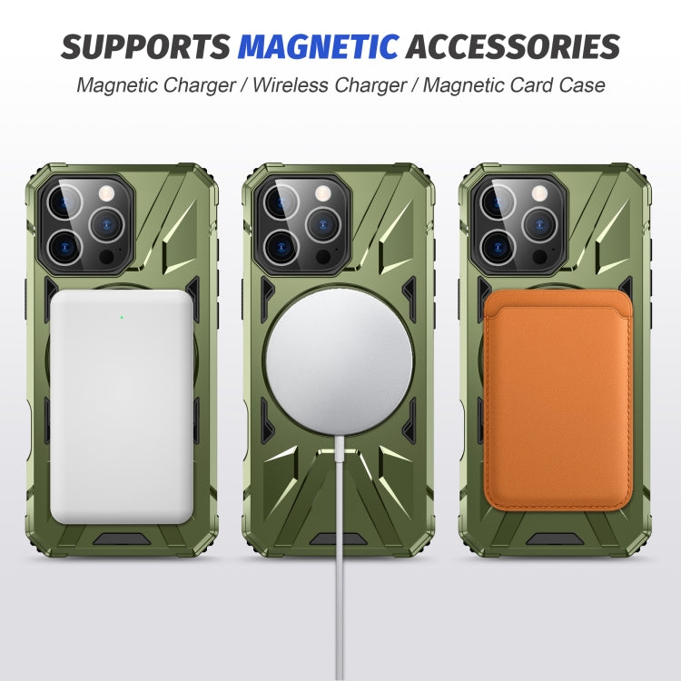 For iPhone 16 Pro MagSafe Magnetic Shockproof Phone Case with Ring Holder(Dark Green) - iPhone 16 Pro Cases by buy2fix | Online Shopping UK | buy2fix