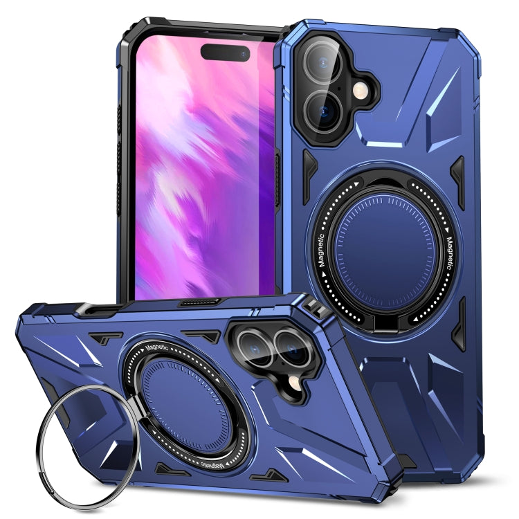 For iPhone 16 Plus MagSafe Magnetic Shockproof Phone Case with Ring Holder(Navy Blue) - iPhone 16 Plus Cases by buy2fix | Online Shopping UK | buy2fix