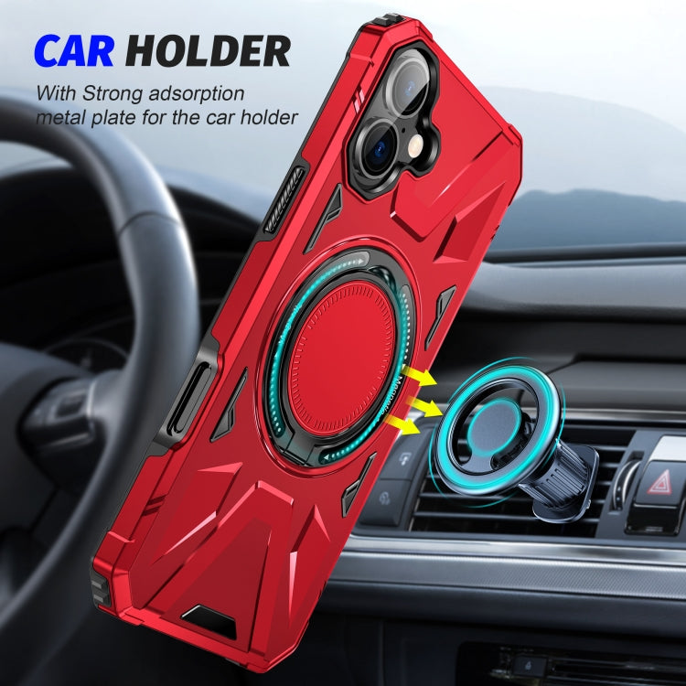 For iPhone 16 Plus MagSafe Magnetic Shockproof Phone Case with Ring Holder(Red) - iPhone 16 Plus Cases by buy2fix | Online Shopping UK | buy2fix