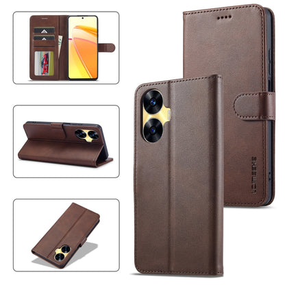 For Realme C55 LC.IMEEKE Calf Texture Horizontal Flip Leather Case(Brown) - Realme Cases by LC.IMEEKE | Online Shopping UK | buy2fix