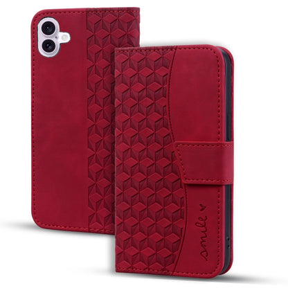 For iPhone 16 Business Diamond Buckle Leather Phone Case with Lanyard(Wine Red) - iPhone 16 Cases by buy2fix | Online Shopping UK | buy2fix