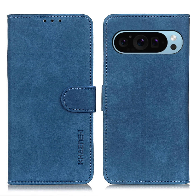 For Google Pixel 9 KHAZNEH Retro Texture Flip Leather Phone Case(Blue) - Google Cases by buy2fix | Online Shopping UK | buy2fix