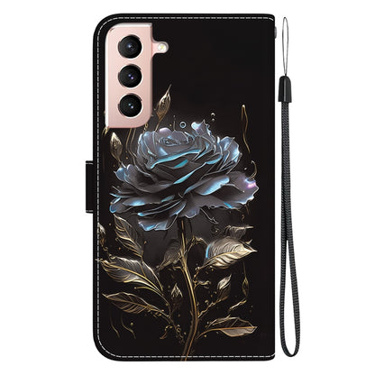 For Samsung Galaxy S21 5G Crystal Texture Colored Drawing Leather Phone Case(Black Rose) - Galaxy S21 5G Cases by buy2fix | Online Shopping UK | buy2fix