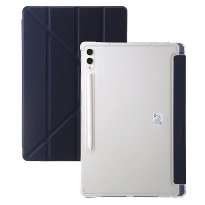 For Samsung Galaxy Tab S9+ Clear Acrylic Deformation Leather Tablet Case(Dark Blue) - Galaxy Tab S9+ Cases by buy2fix | Online Shopping UK | buy2fix