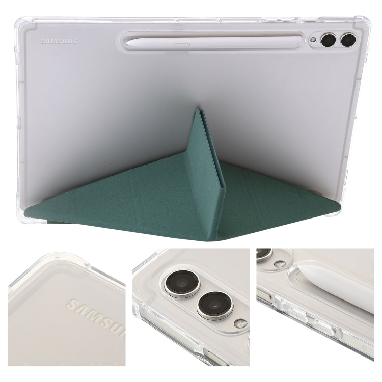 For Samsung Galaxy Tab S9+ Clear Acrylic Deformation Leather Tablet Case(Deep Green) - Galaxy Tab S9+ Cases by buy2fix | Online Shopping UK | buy2fix