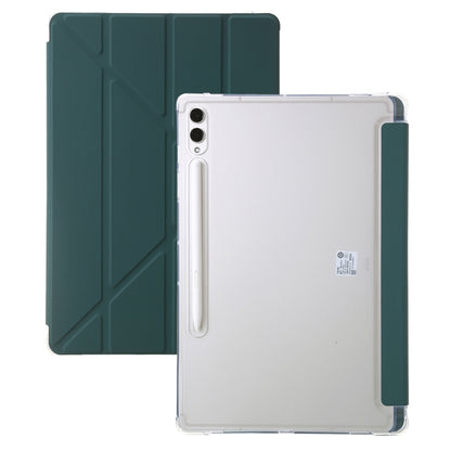 For Samsung Galaxy Tab S9 FE+ Clear Acrylic Deformation Leather Tablet Case(Deep Green) - Galaxy Tab S9 FE+ by buy2fix | Online Shopping UK | buy2fix