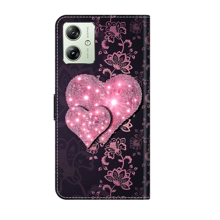 For Motorola Moto G54 Crystal 3D Shockproof Protective Leather Phone Case(Lace Love) - Motorola Cases by buy2fix | Online Shopping UK | buy2fix