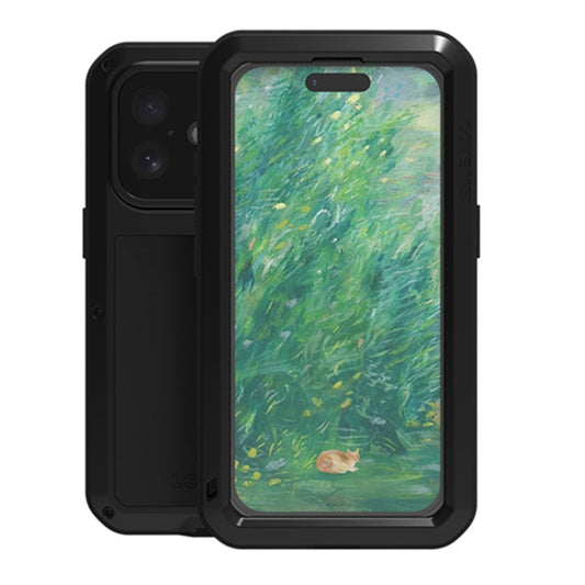 For iPhone 16 LOVE MEI Metal Shockproof Life Waterproof Dustproof Phone Case(Black) - iPhone 16 Cases by LOVE MEI | Online Shopping UK | buy2fix