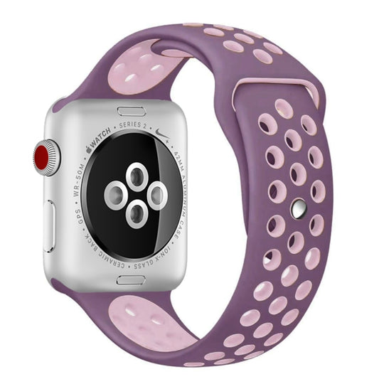 For Apple Watch Series 7 41mm / 6 & SE & 5 & 4 40mm / 3 & 2 & 1 38mm Sport Silicone Watch Band Standard Edition(Purple Pink) - Watch Bands by buy2fix | Online Shopping UK | buy2fix