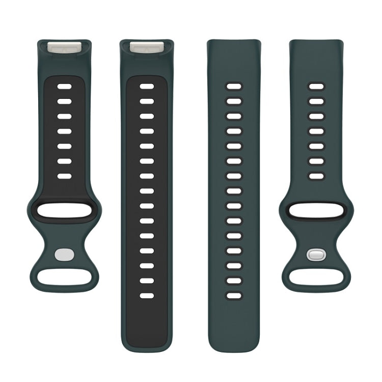 For Fitbit Charge 6 Two Color Silicone Watch Band(Olive Green Black) - Watch Bands by buy2fix | Online Shopping UK | buy2fix