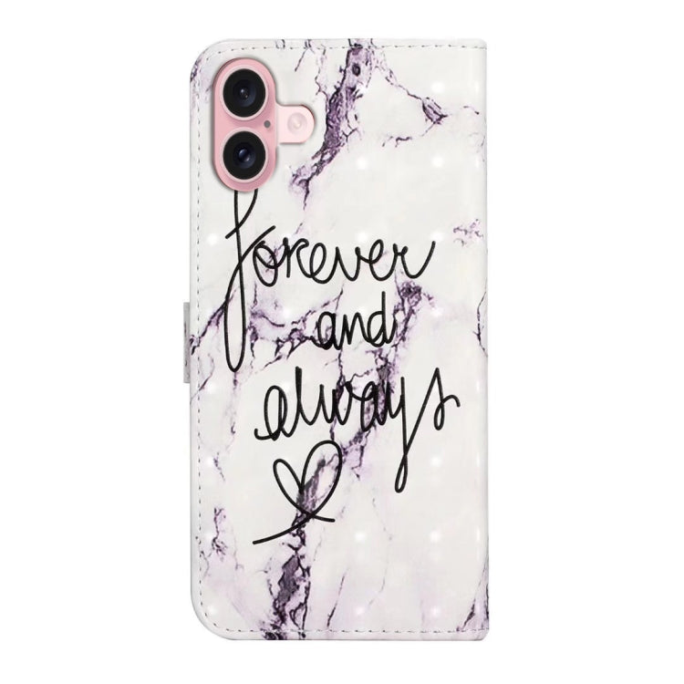 For iPhone 16 Oil Embossed 3D Drawing Leather Phone Case(Words Marble) - iPhone 16 Cases by buy2fix | Online Shopping UK | buy2fix