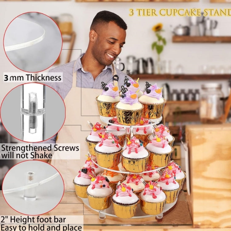 YX062 3 Tier Acrylic Circular Cupcake Stand - Storage Boxes by buy2fix | Online Shopping UK | buy2fix